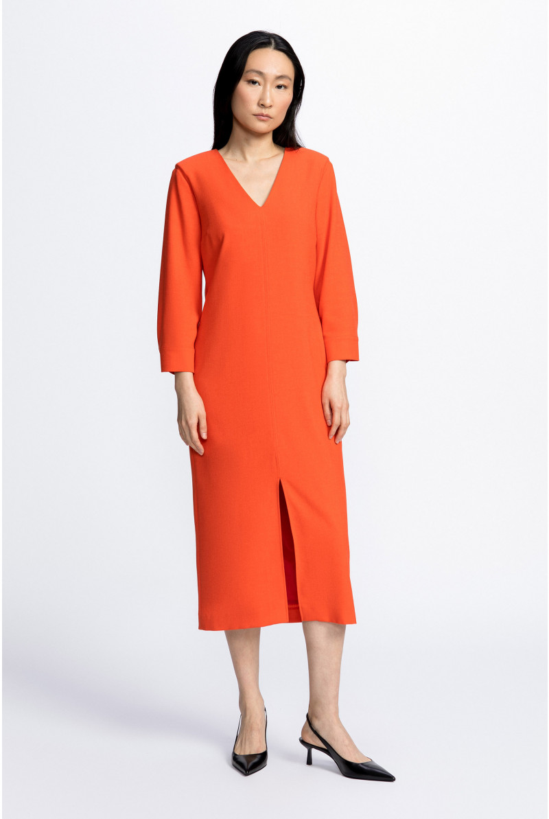Midi dress with V-neck