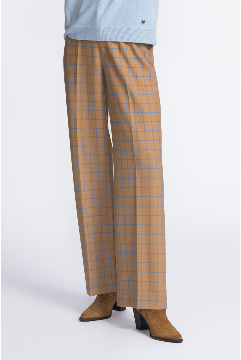 Checked wide-leg trousers