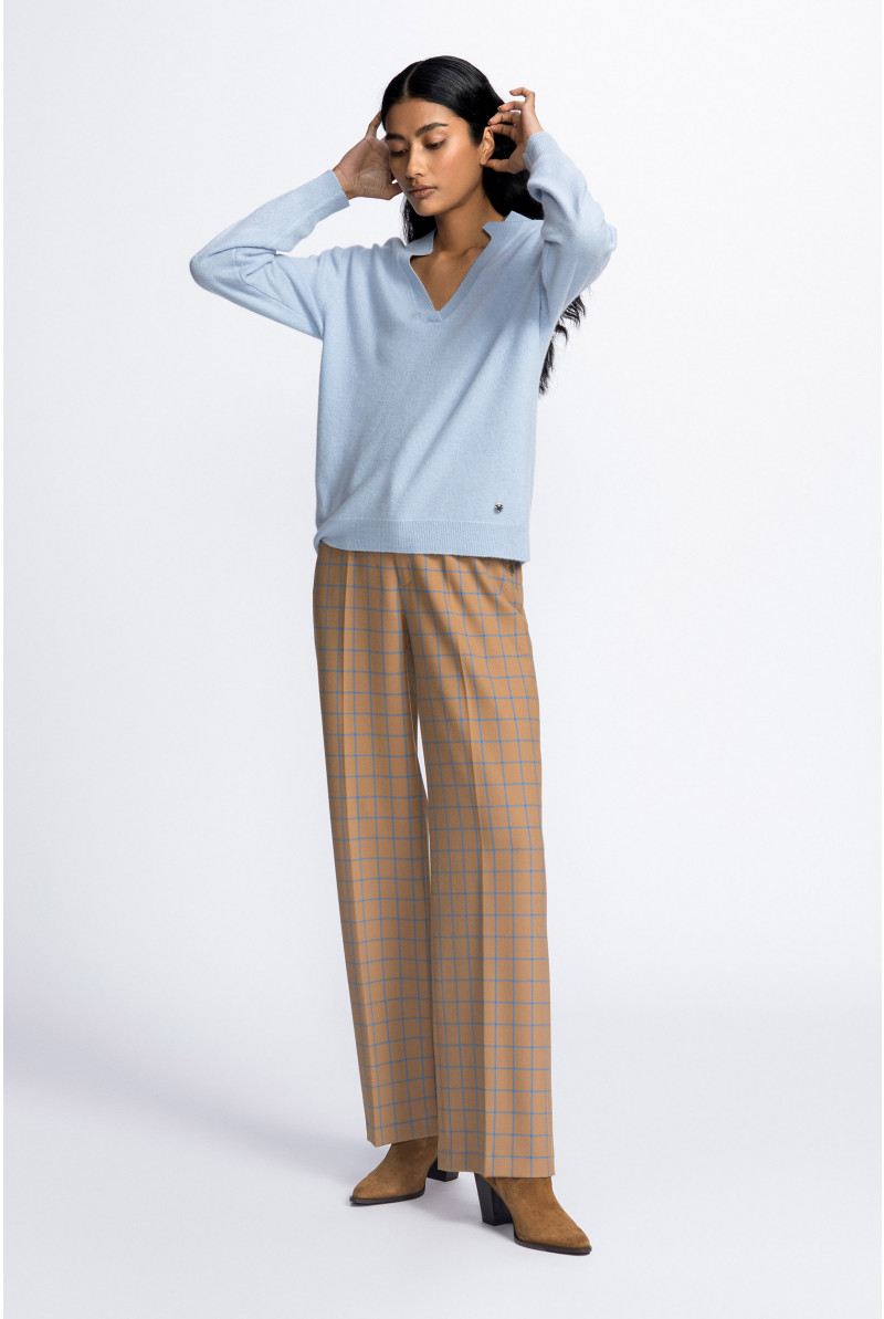 Checked wide-leg trousers