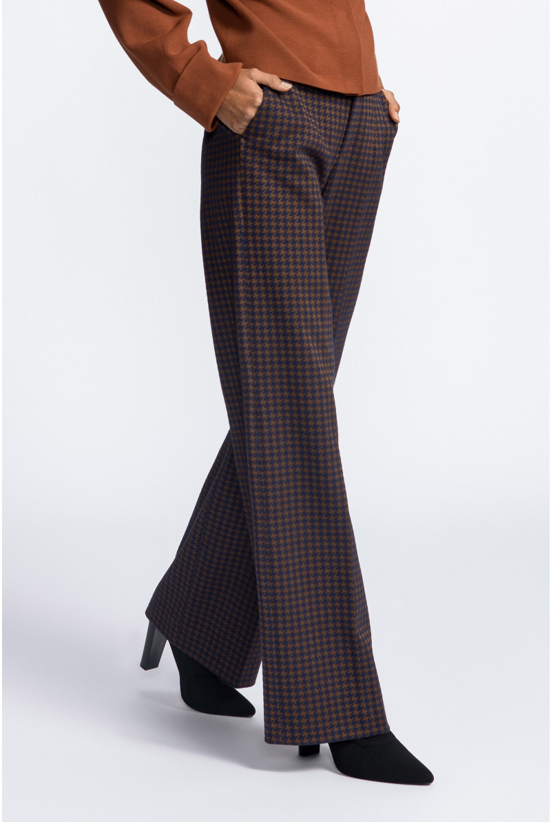Pantalon à motif pied-de-poule