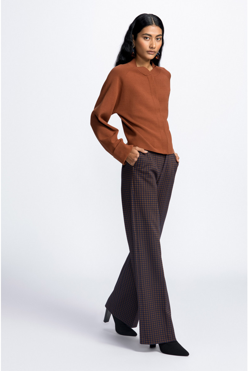 Pantalon à motif pied-de-poule