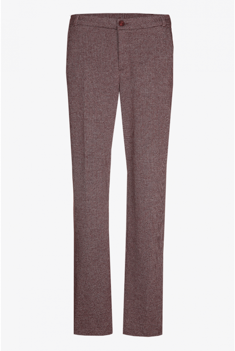 Pantalon à pli marqué avec motif pied-de-poule