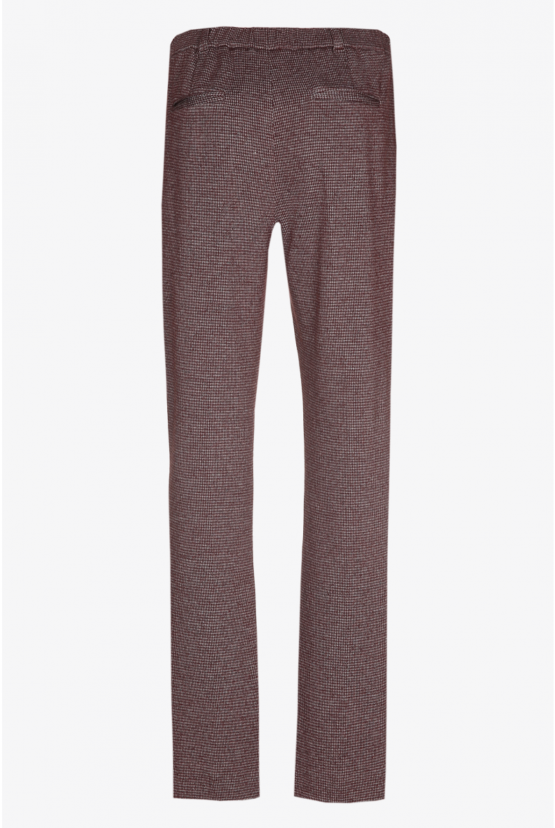 Pantalon à pli marqué avec motif pied-de-poule