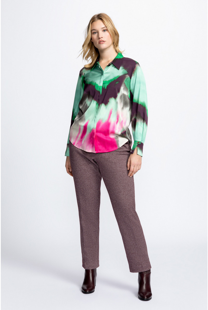 Pantalon à pli marqué avec motif pied-de-poule
