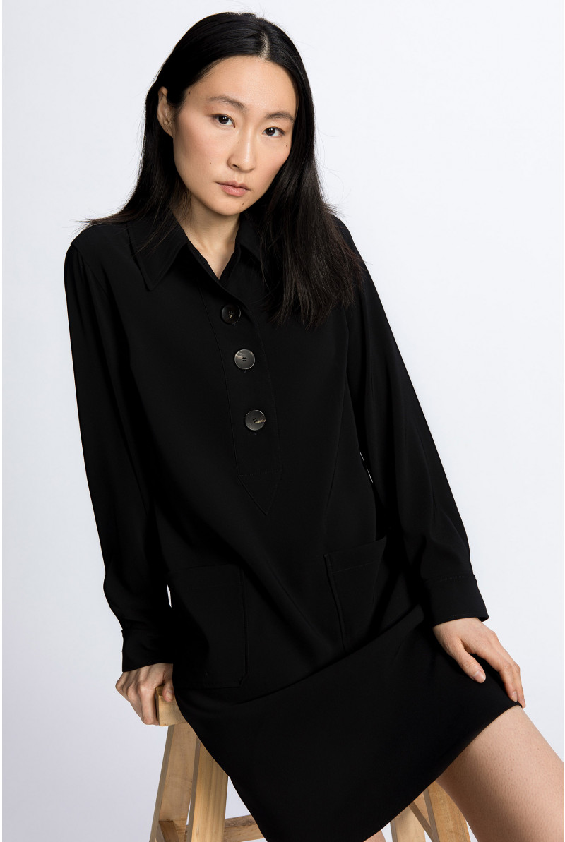 Twill shirt dress with pockets