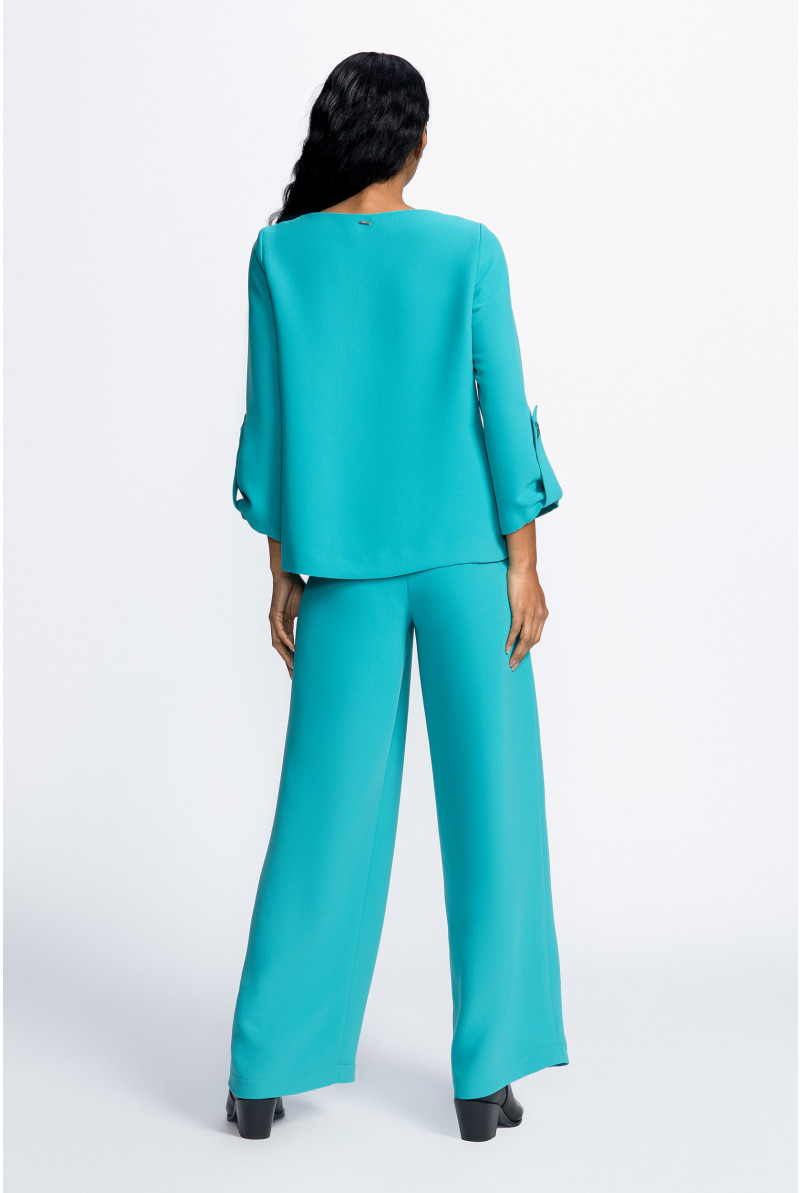Blouse en sergé à encolure ronde