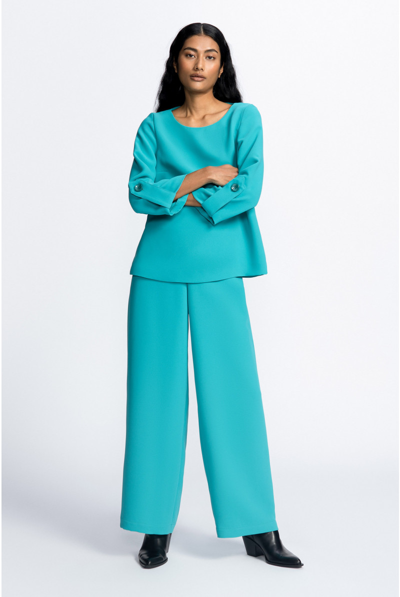 Blouse en sergé à encolure ronde