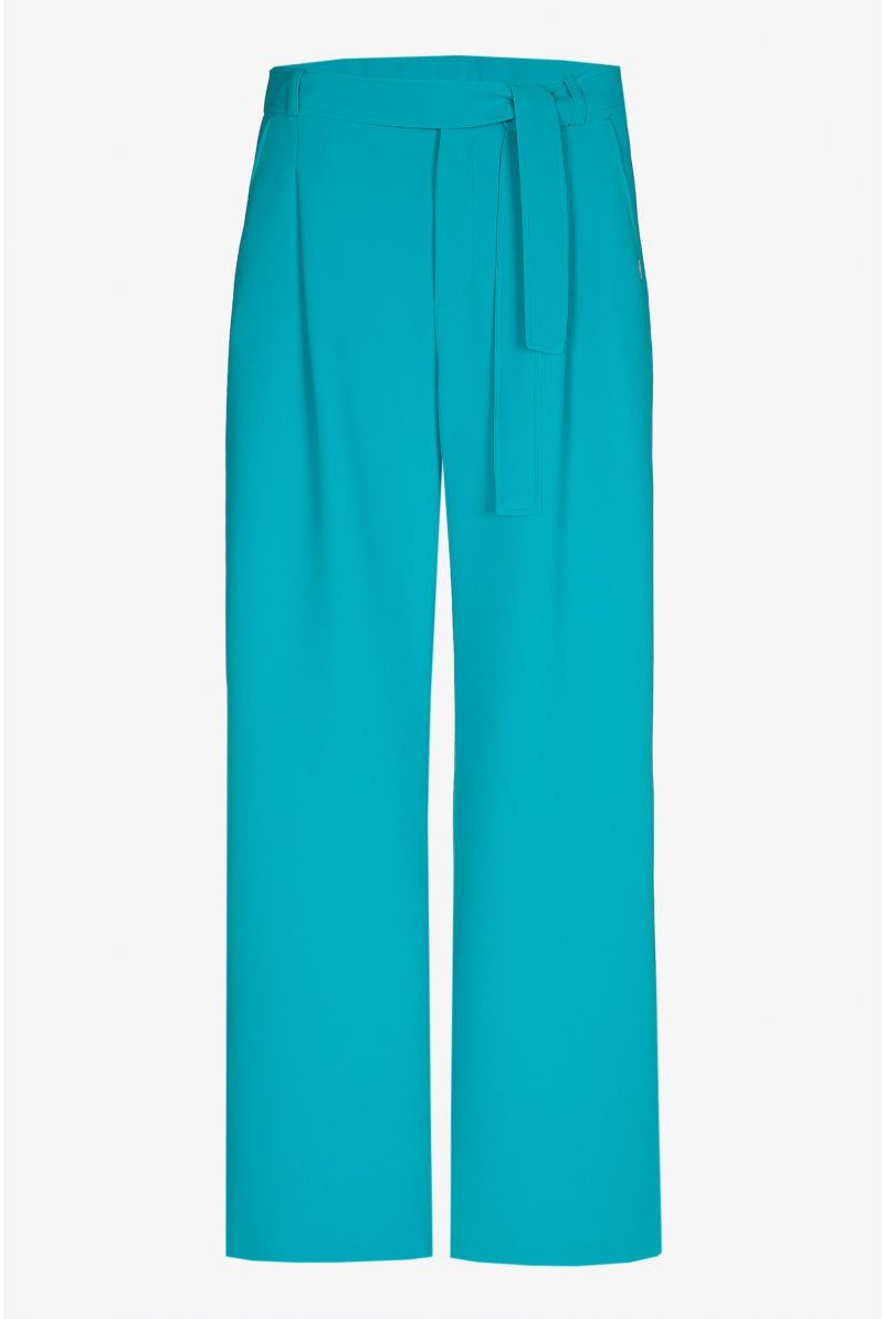 Twillhose mit Stoffgürtel in der Taille