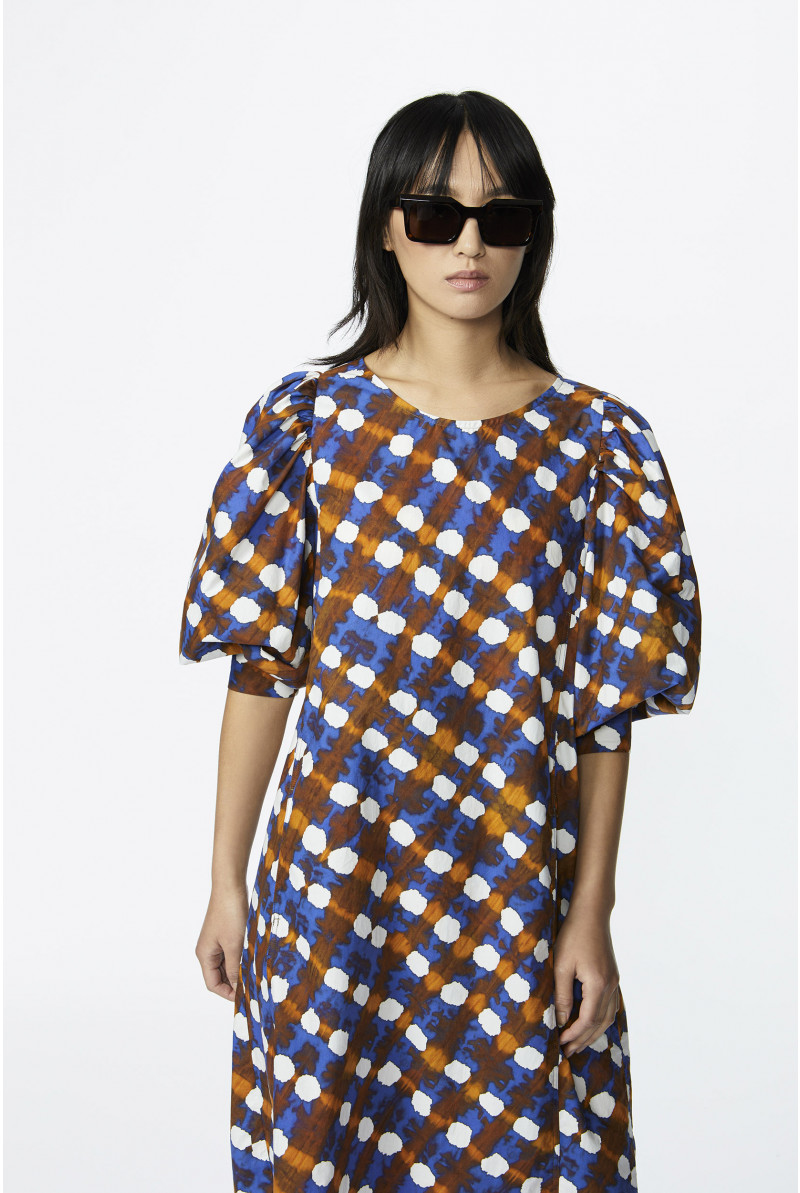 Cotton dress with arty dot print