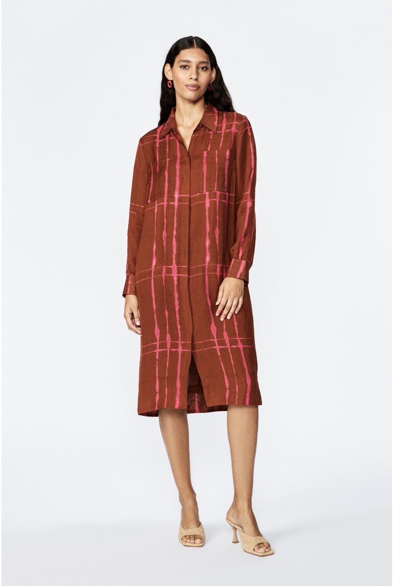 Shirt dress with watercolour print