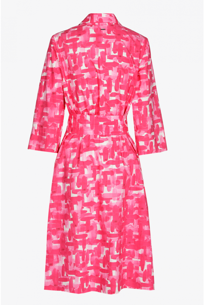 Shirt dress with polygrid print