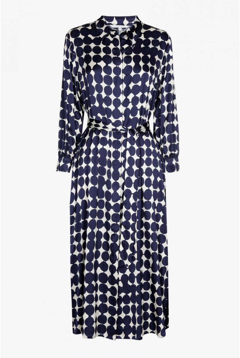 Shirt dress with in-house dot print