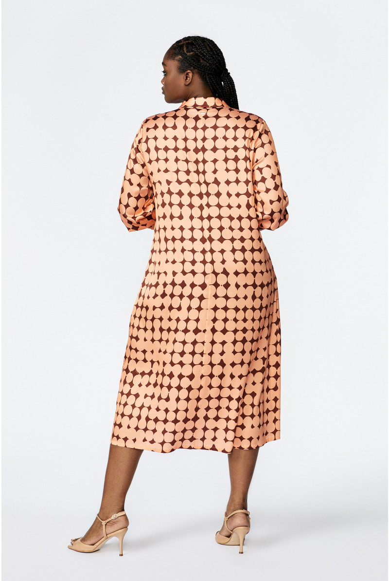 Shirt dress with in-house dot print