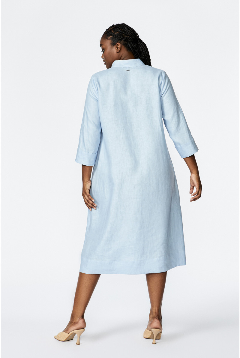 Linen dress with V-neck