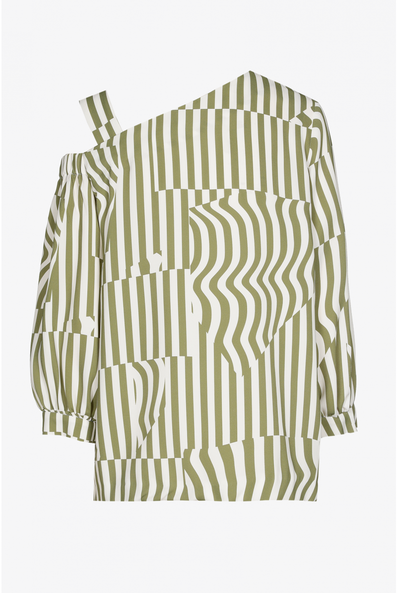 Asymmetric blouse with print