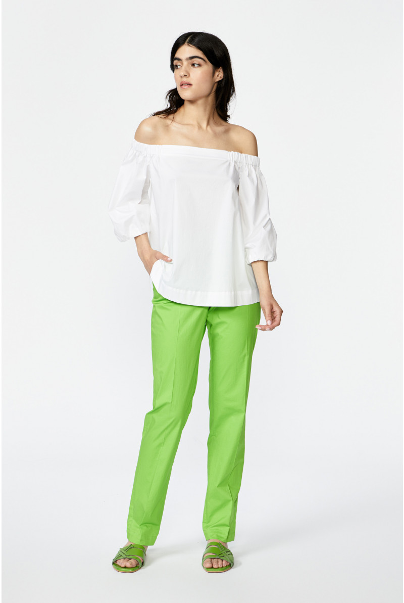 Glanzende chino broek