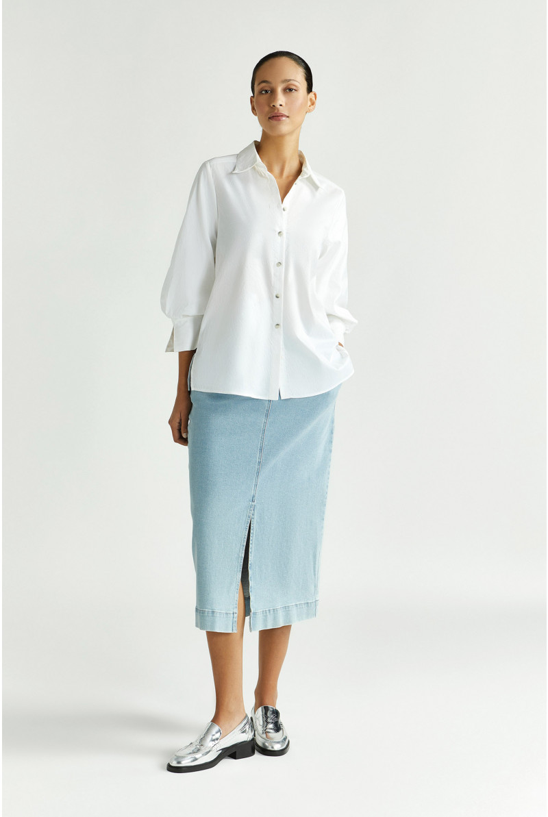 Hemdblouse van krinkelstof