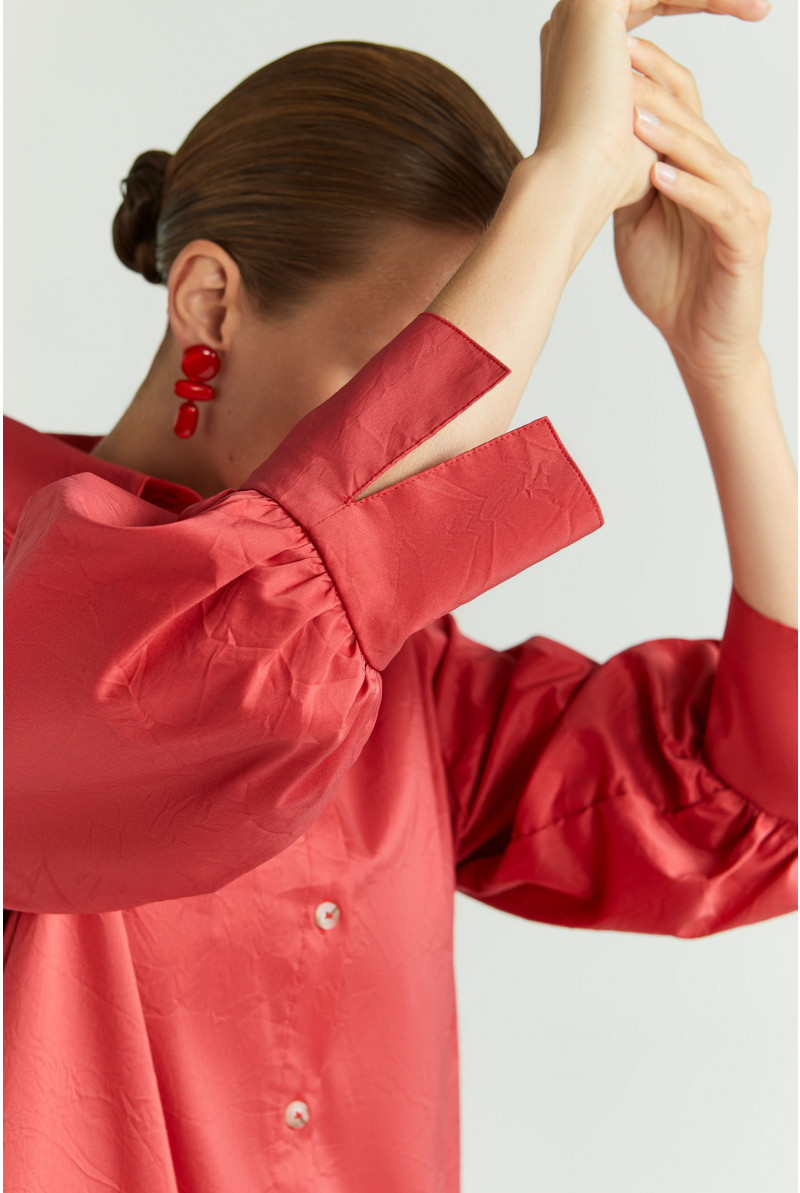 Robe-chemise en tissu froissé