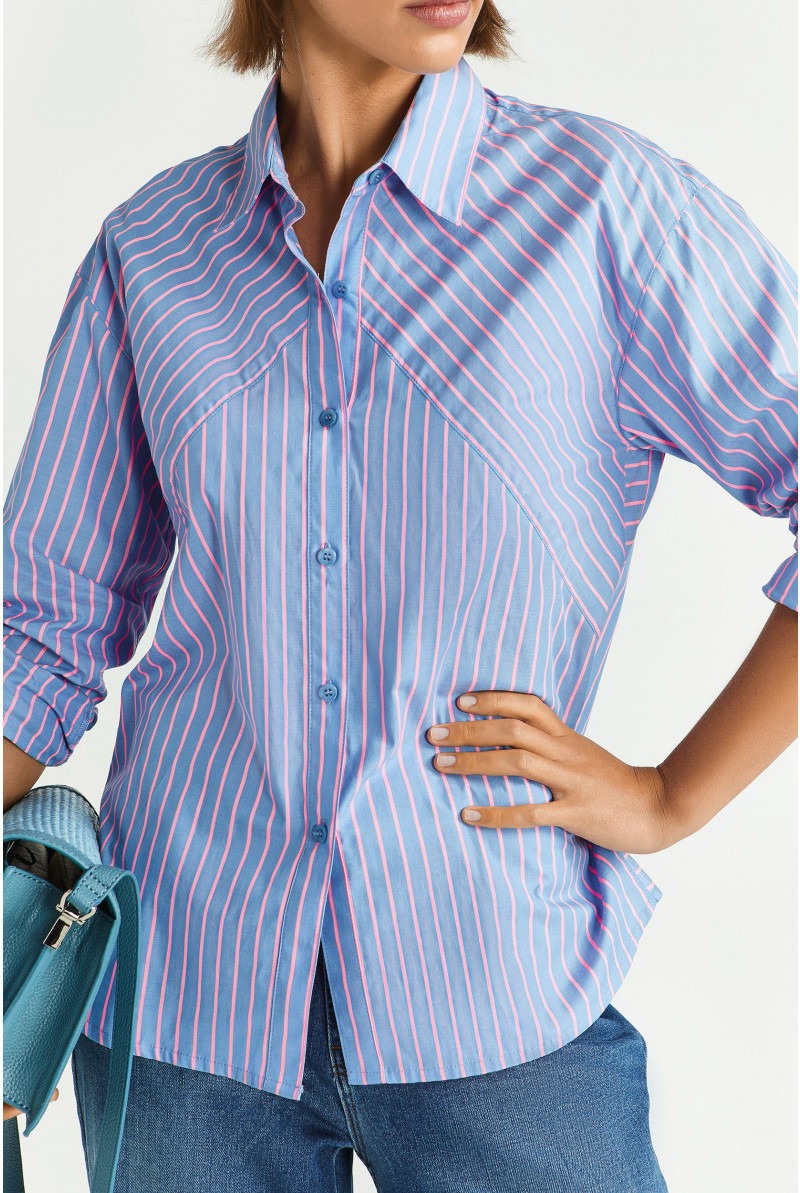 Blouse met fluostrepen