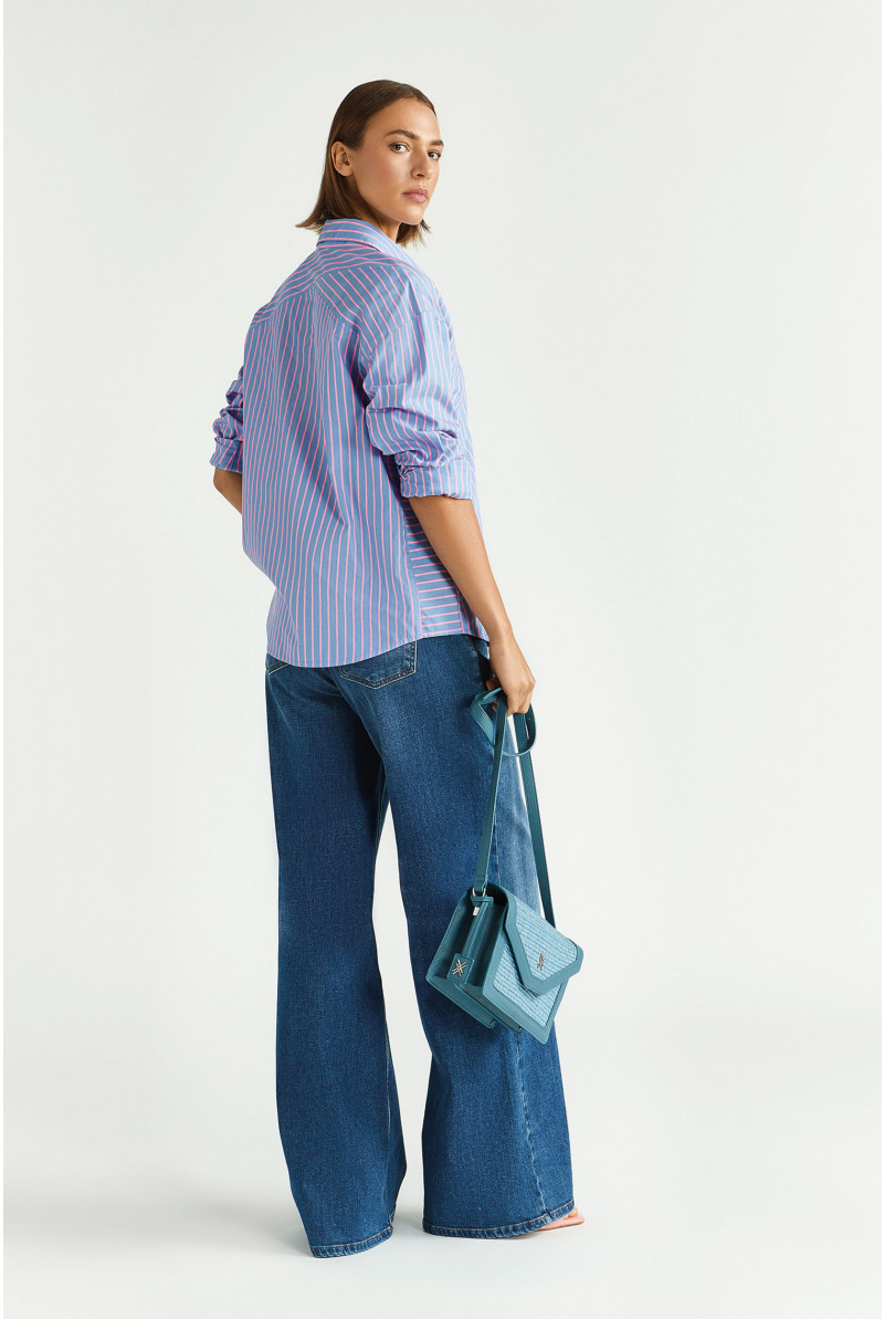 Blouse met fluostrepen