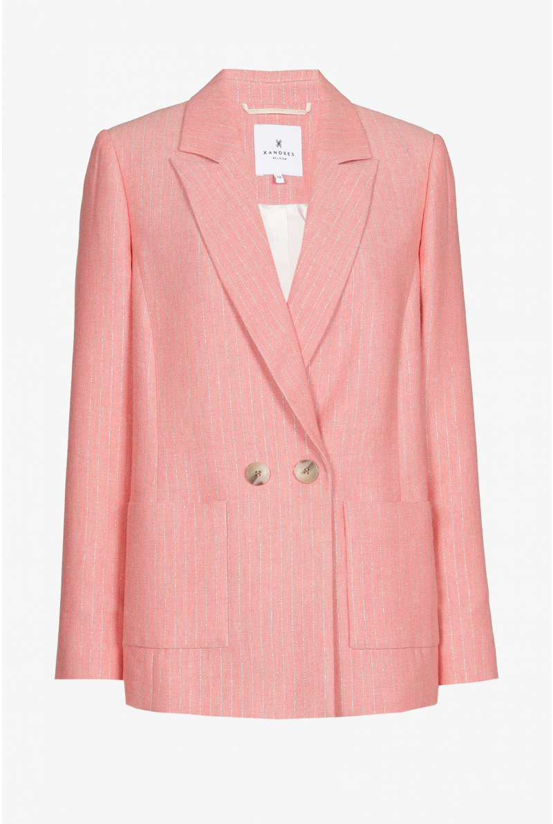 Blazer avec motif trait de craie en lurex