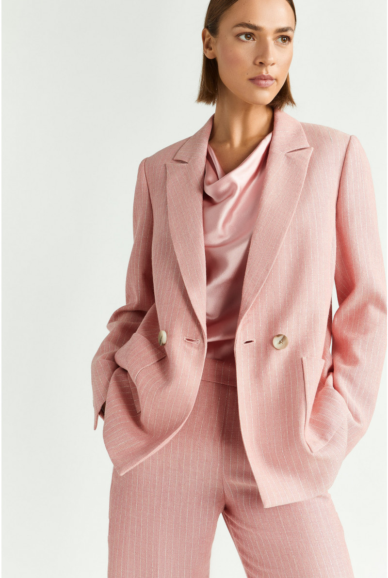 Blazer avec motif trait de craie en lurex