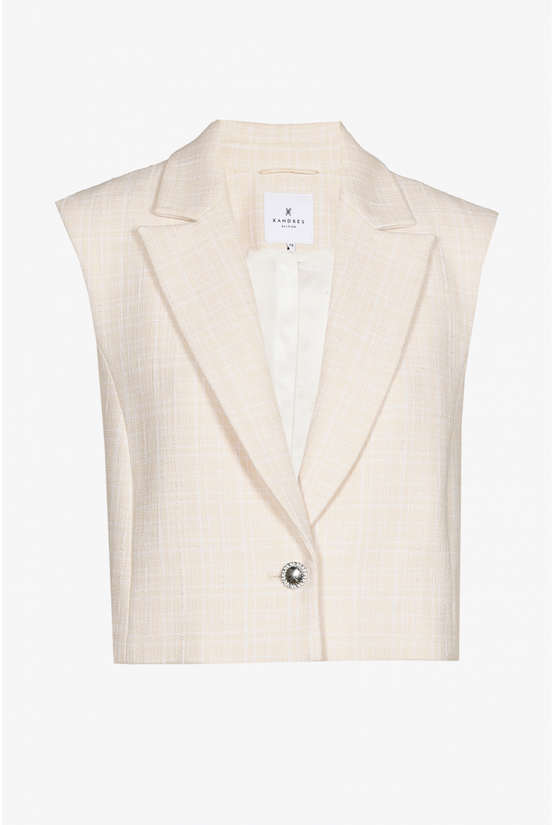 Checked sleeveless blazer