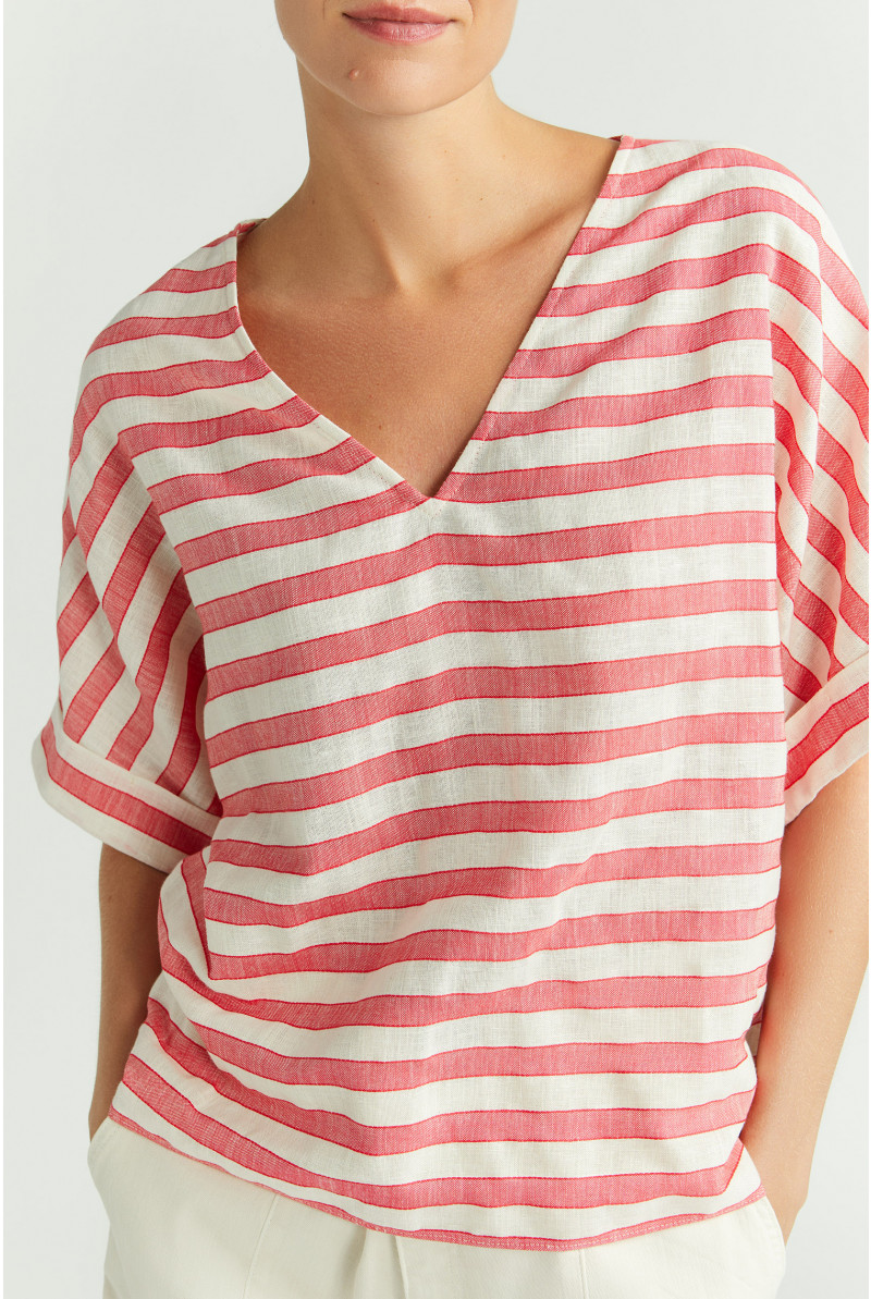 Blouse rayée à encolure en V