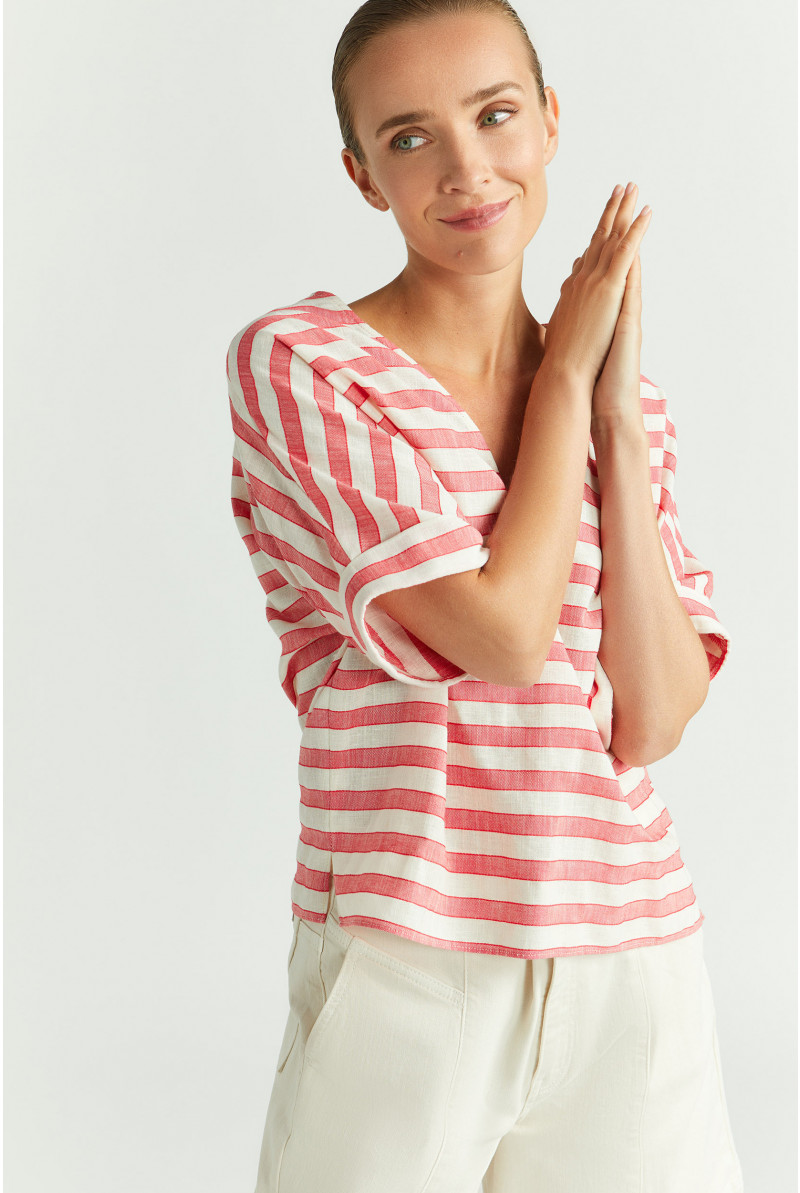 Blouse rayée à encolure en V