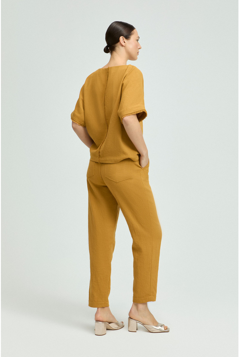 Blouse met linnenlook