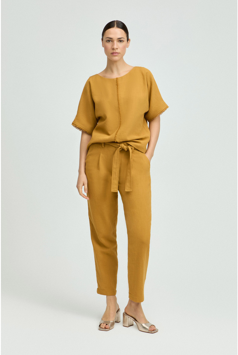 Blouse met linnenlook