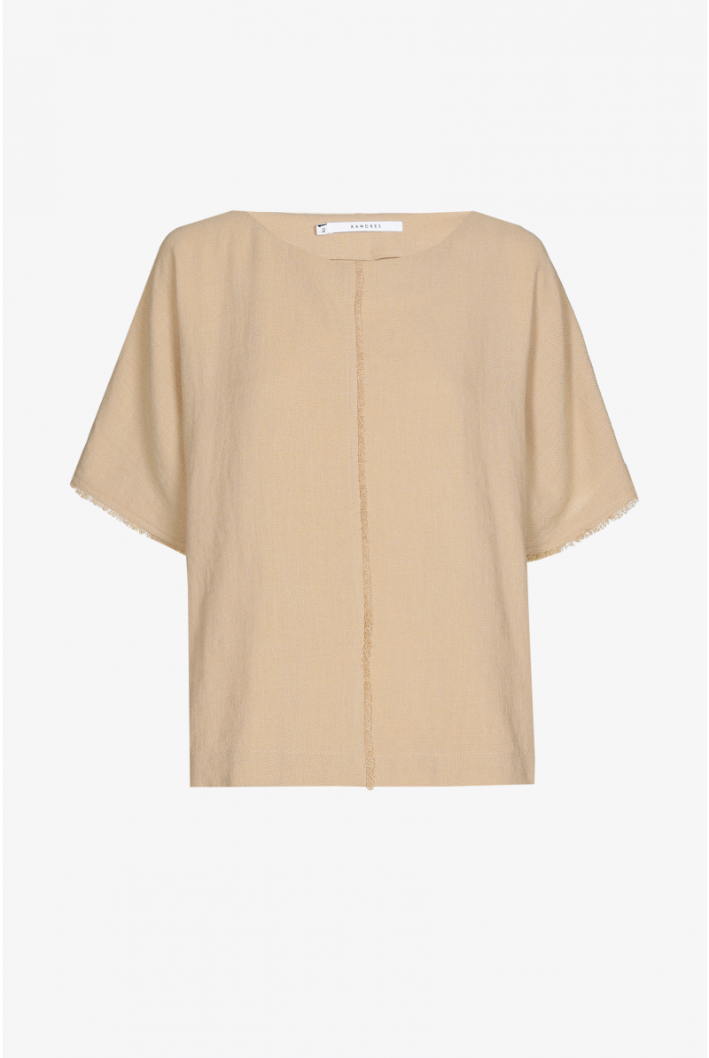 Blouse met linnenlook