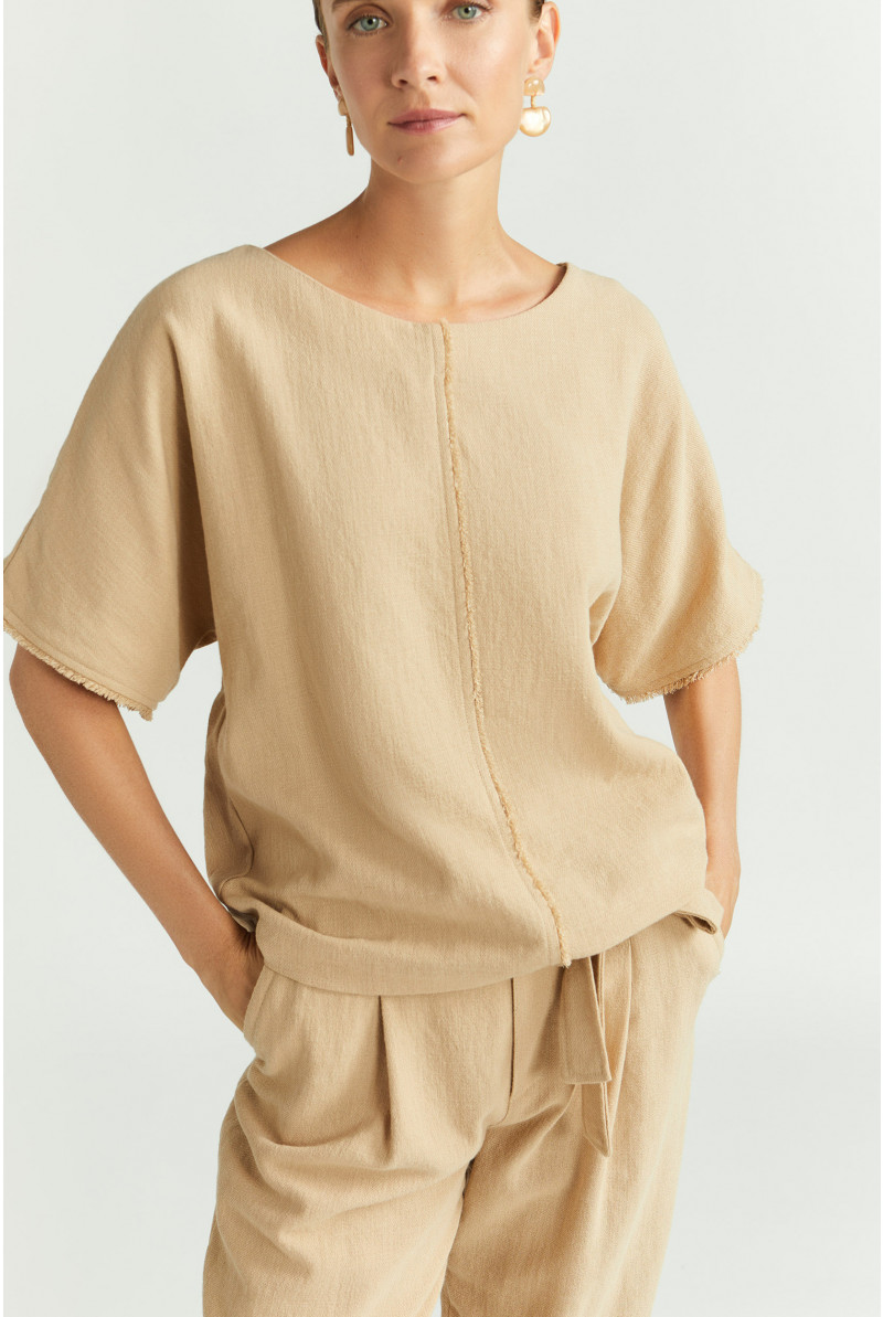 Blouse met linnenlook