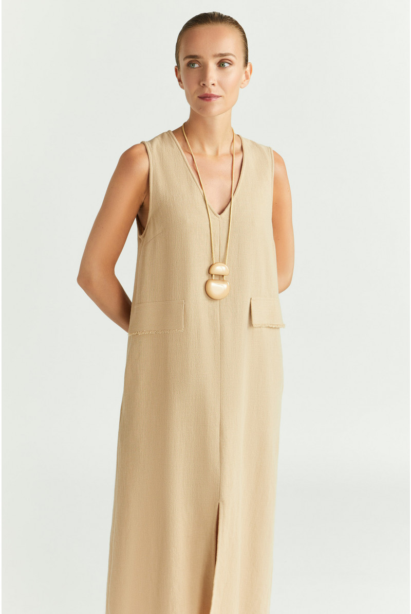 A-line dress with linen look