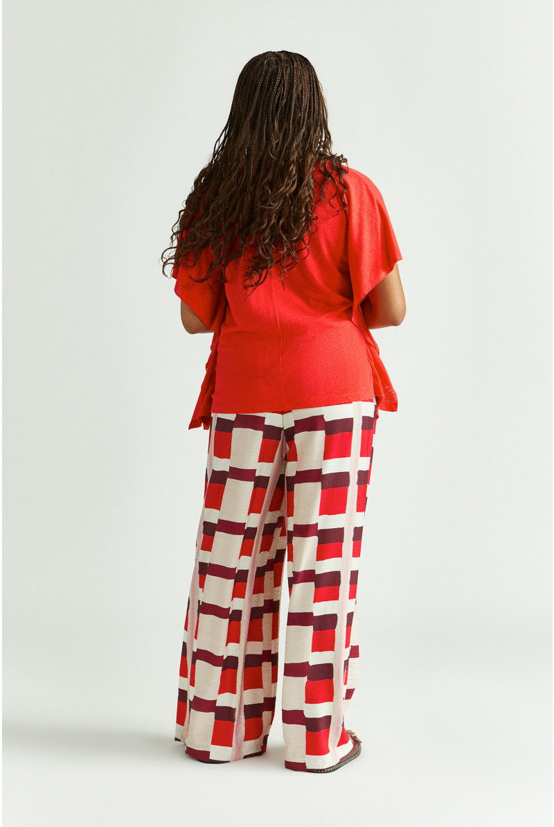 Broek met aquarelprint