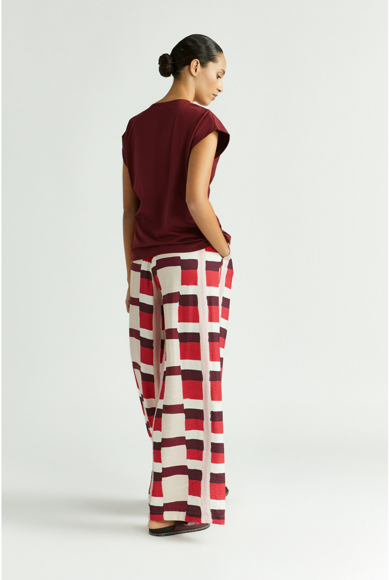 Broek met aquarelprint