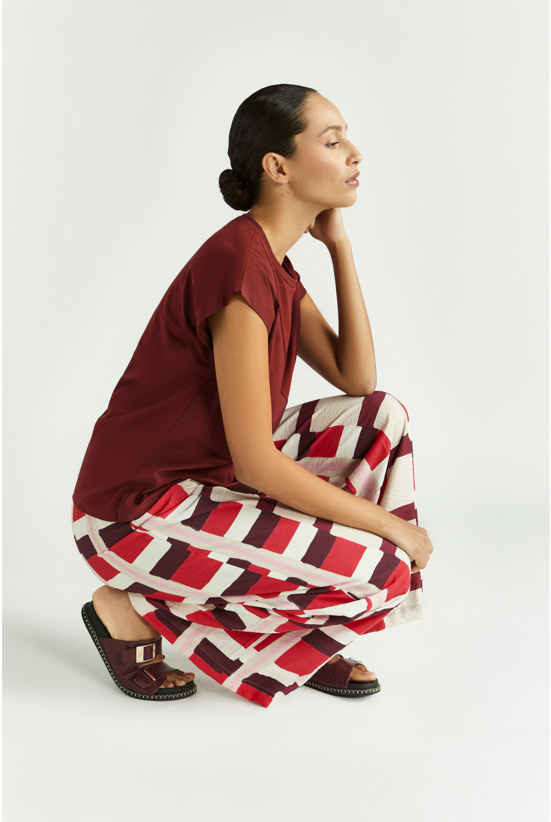 Broek met aquarelprint