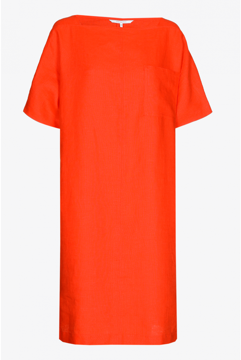 Linen dress with chest pocket