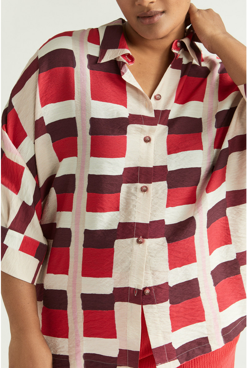 Blouse met aquarelprint
