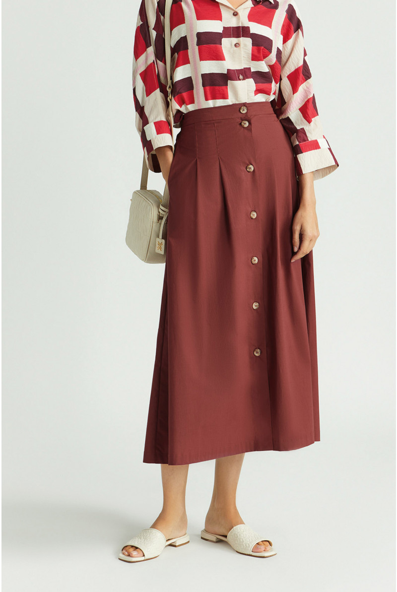 Button-down skirt made from organic cotton