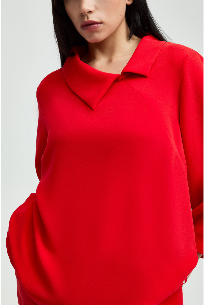 Blouse met asymmetrische kraag