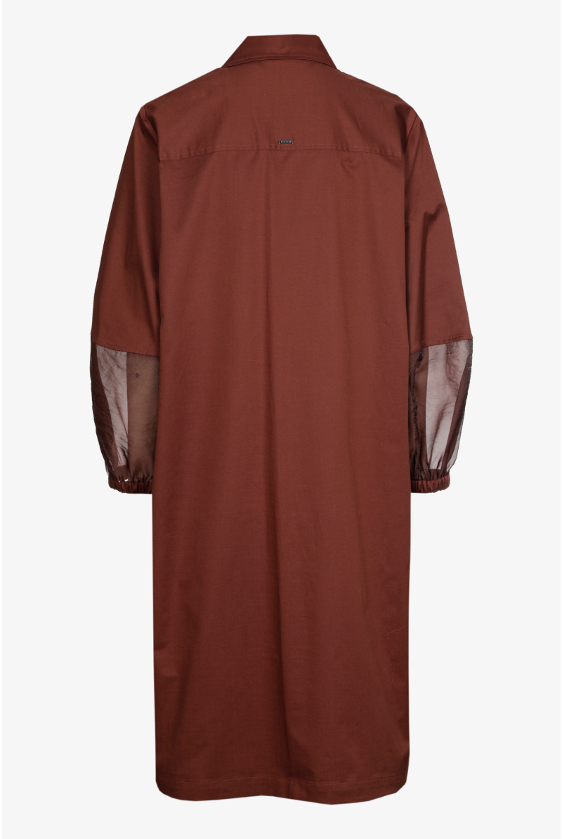 Katoenen jurk met organza mouwen