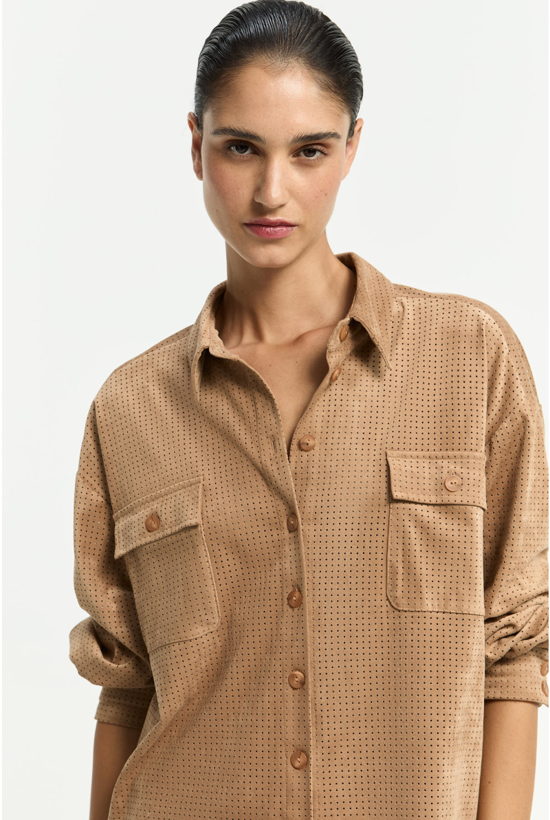 Overhemd in faux suède