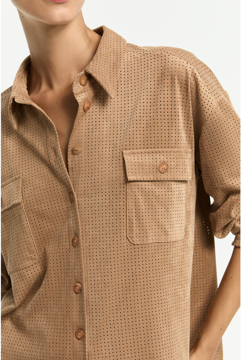 Overhemd in faux suède