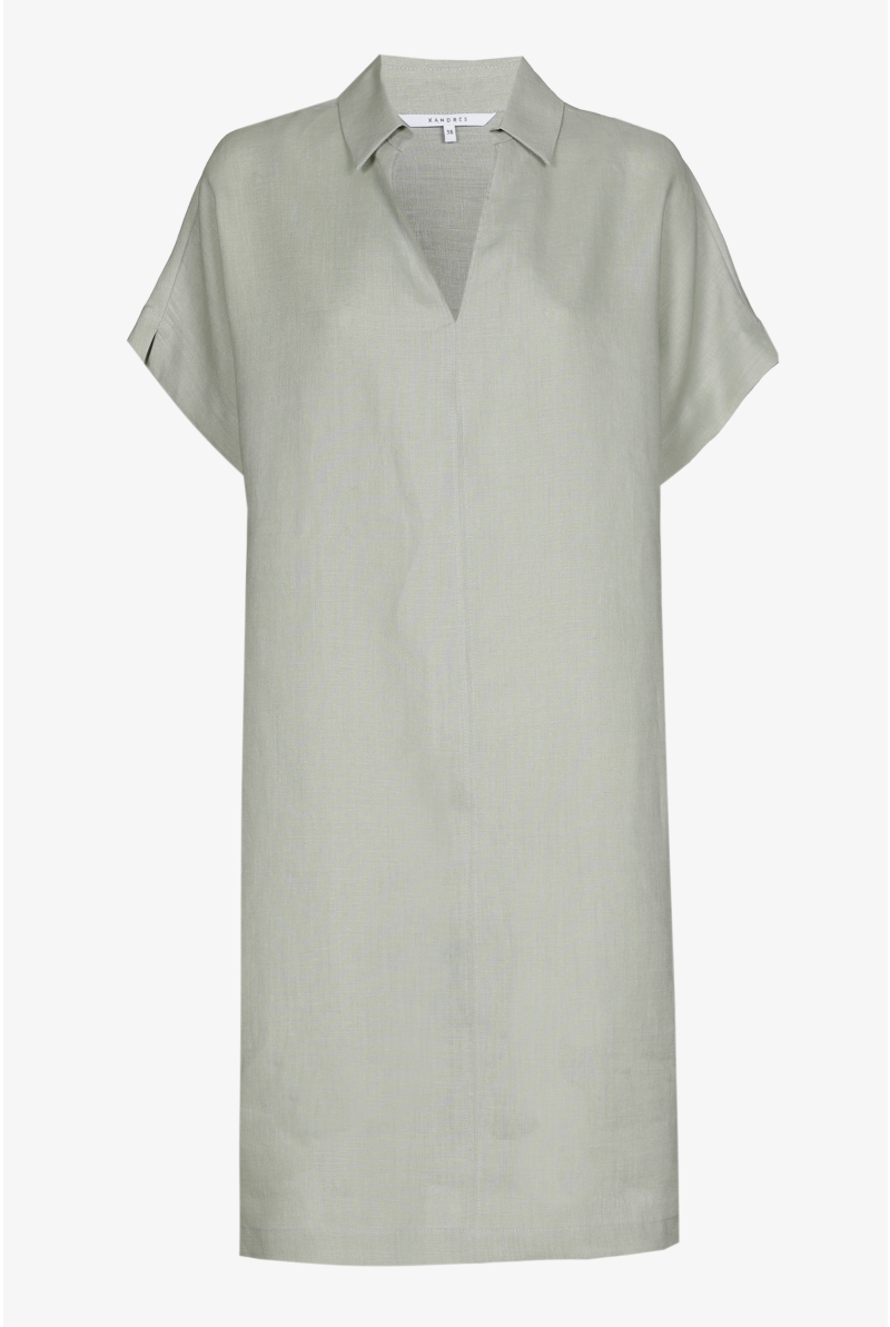 Leinenkleid mit kurzen Ärmeln