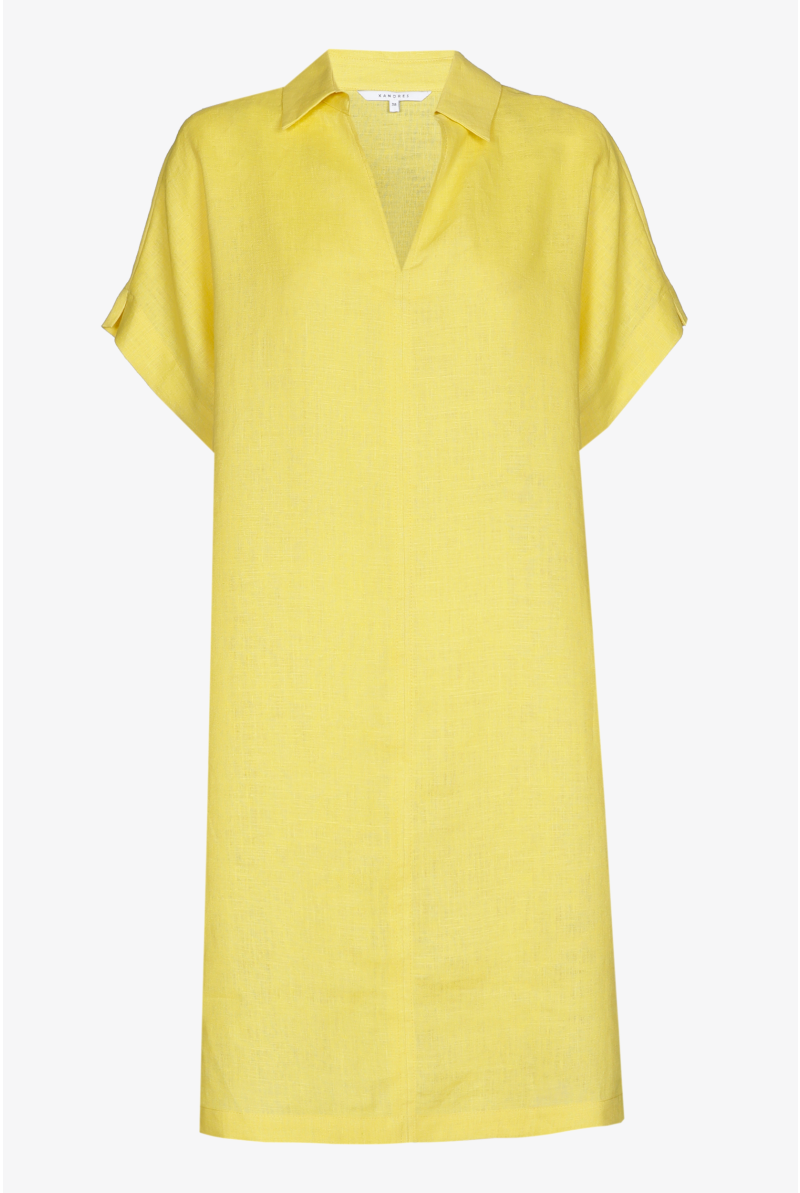 Linnen jurk met korte mouwen