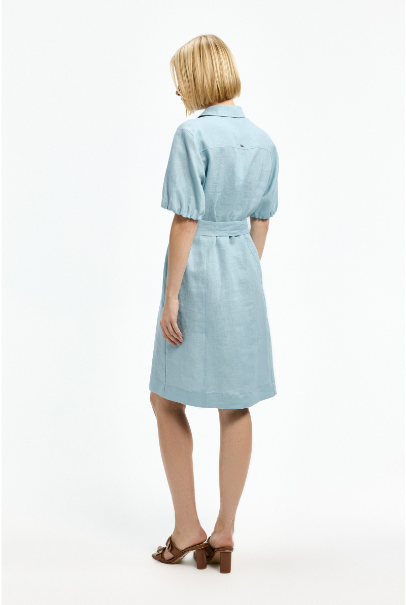 Hemdblusenkleid aus Leinen mit Ballonärmeln