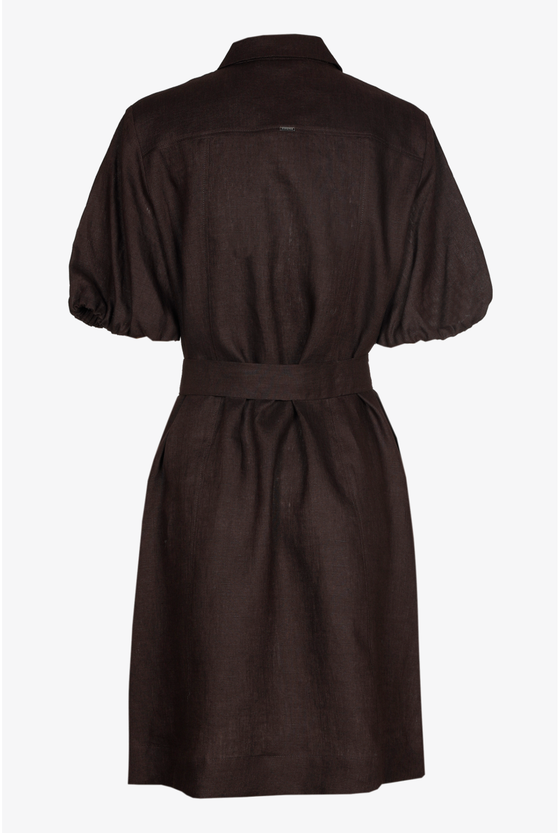 Linnen hemdjurk met ballonmouwen