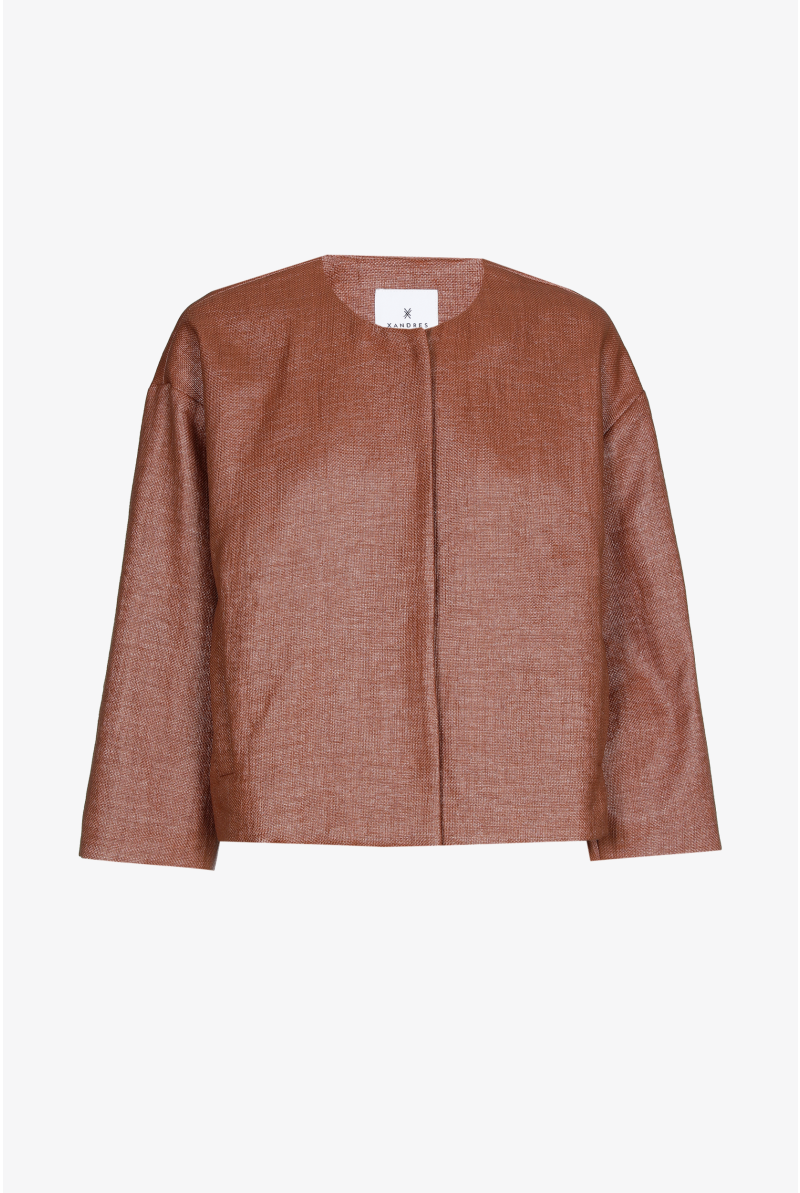 Geklede korte damesjas in raffia