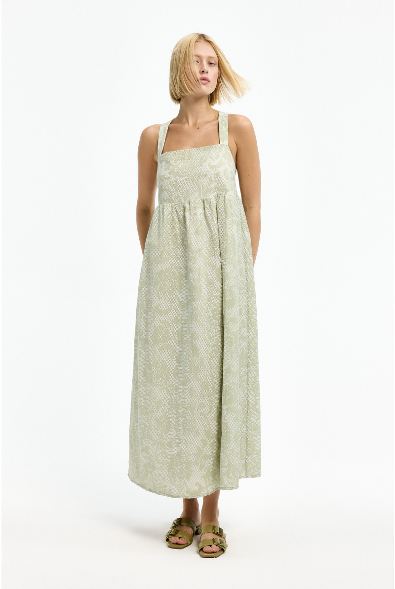 Lange jurk met kanten look